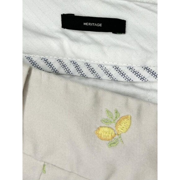 Talbots Pants Womens 18W Beige Lemon Embroidered Chino Ankle Cropped Heritage - Picture 11 of 15